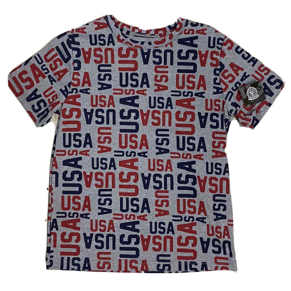 Eleven Boys Youth T-shirt Tee Pullover USA AMERICAN LOGO GRAY‎ T SHIRT Cotton